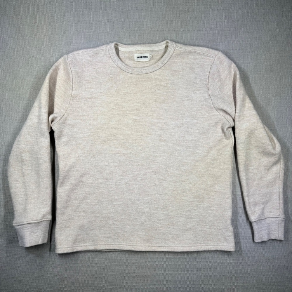 Taylor Stitch Mens Evans Crew Wool Blend Oat Birdseye Size 44 Large